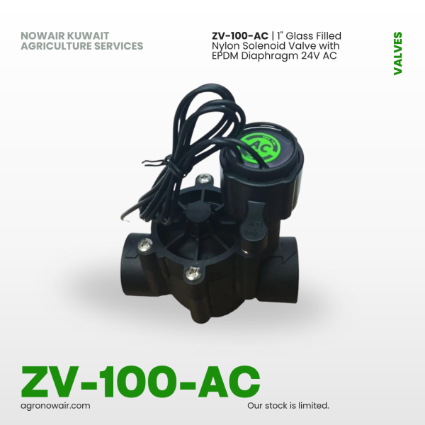 ZV-100-AC | 1" Glass Filled Nylon Solenoid Valve with EPDM Diaphragm 24V AC